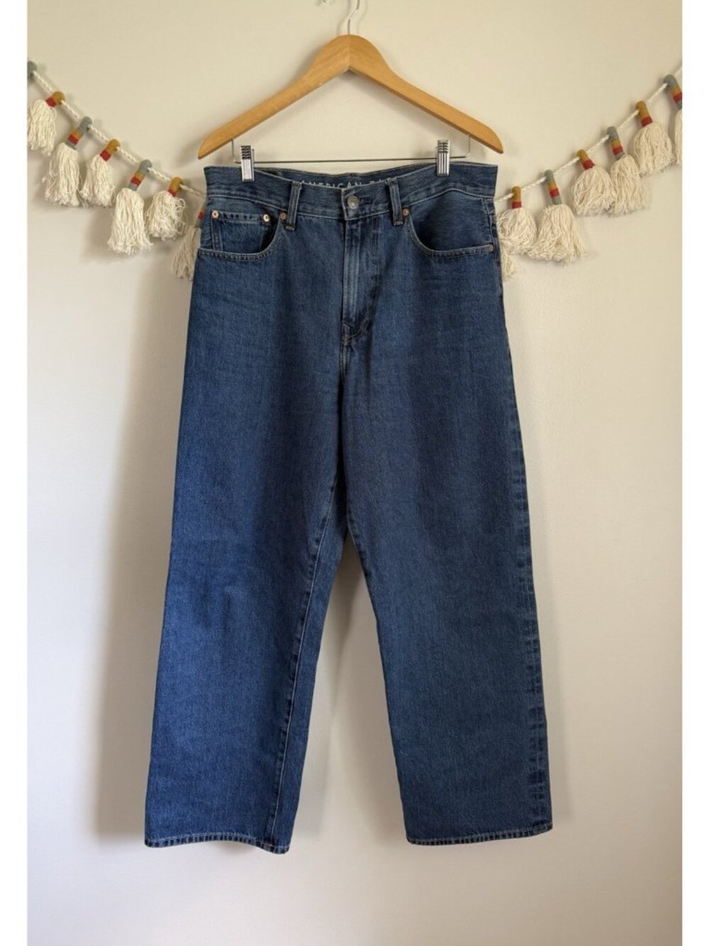 American Eagle Baggy Straight Leg Relaxed Dad Jean Med Wash Cotton Men’s 32x32